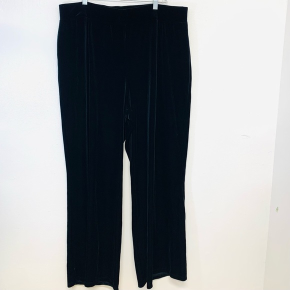 Suzi Couture Black Velvet Wide Leg Pants  Woman 3X Pull On Stretch Holiday USA - Picture 1 of 9